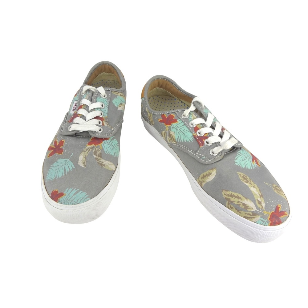 Vans Authentic Pro Sneakers Men 8-1/2 Women 9-1/2  Grey Tropical Floral Canvas